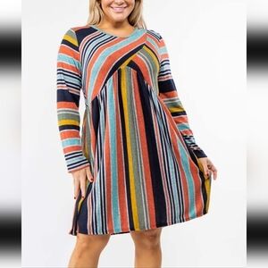 Egs by Eloges Striped Dress L Empire Waist 235